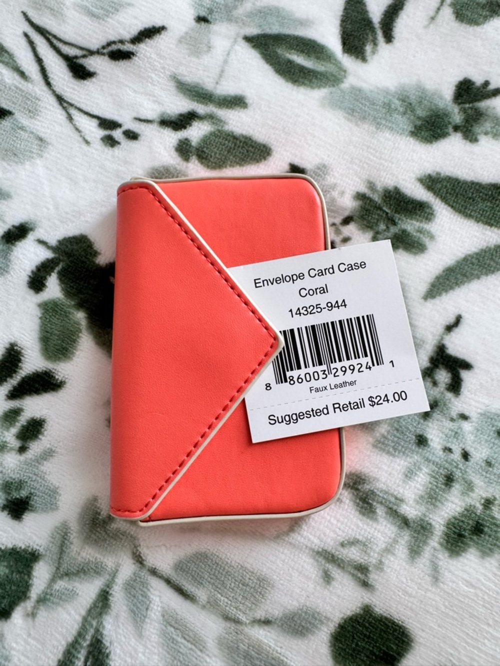 Vera Bradley Envelope Card Case - Coral Faux Leather NWT